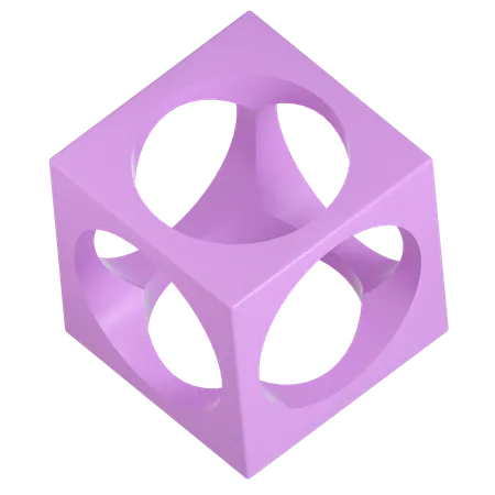 Cubo de buraco circular  3D Icon