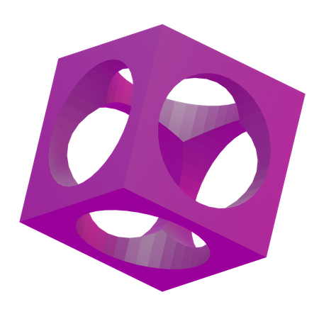 Geometría básica del cubo circular  3D Icon