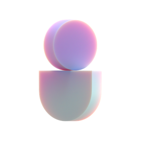 Círculo equilibrado em retângulo meio arredondado  3D Icon
