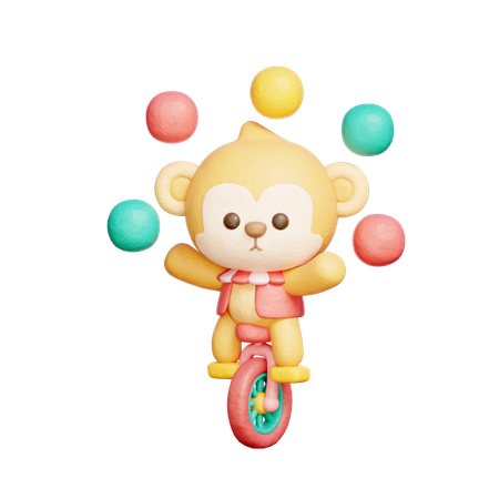 Circus Monkey  3D Icon