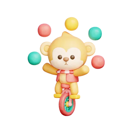 Circus Monkey  3D Icon