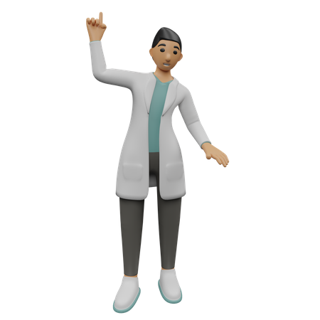Cirujano masculino apuntando hacia arriba  3D Icon