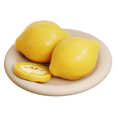 Citrons sur assiette  3D Icon