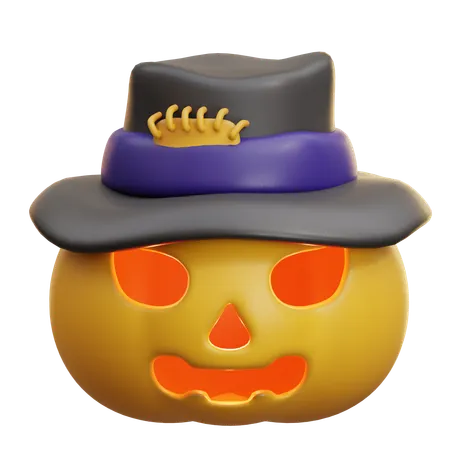 Citrouille avec chapeau  3D Icon