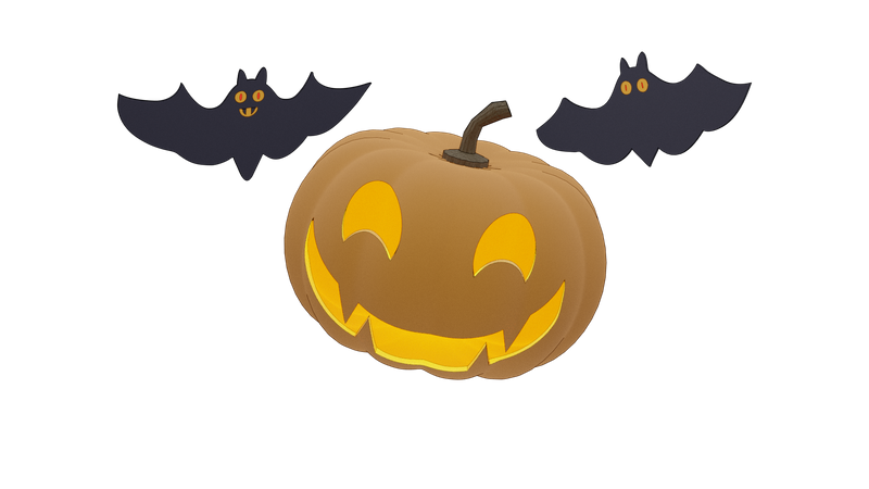 Citrouille et chauve-souris  3D Icon