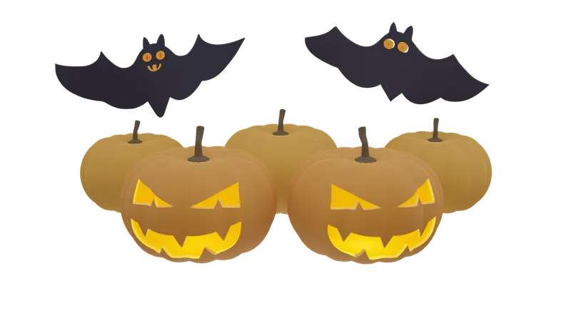 Citrouille et chauve-souris  3D Icon