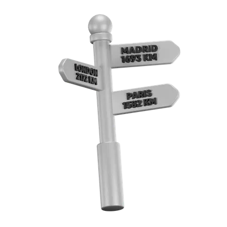 City Distance Sign  3D Icon