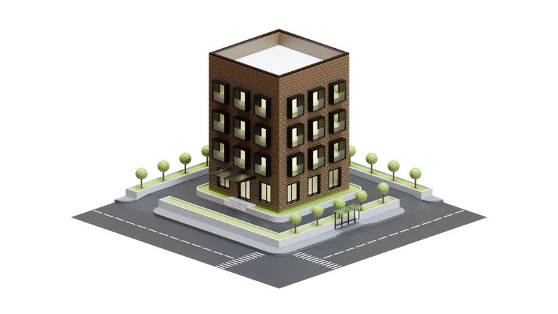 Building 3 D Render Illustration Element Suitable For Office Hotel Or Apartment 3D Illustration