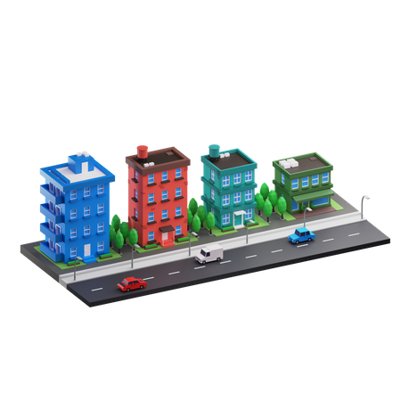 Cityscape Buildings 3D Illustration