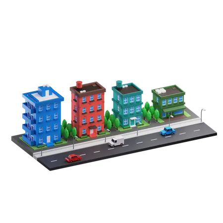 Cityscape Buildings 3D Illustration
