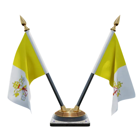 Soporte de bandera de escritorio doble de la ciudad del Vaticano  3D Flag