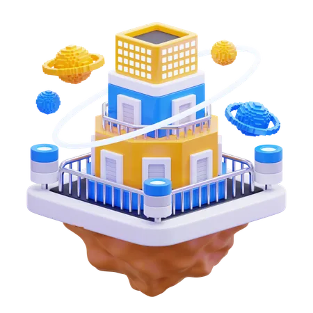 Ciudad metaversa  3D Icon