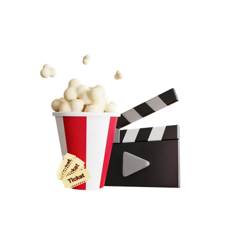 Clap avec pop-corn  3D Illustration