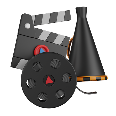 Clapper Board And Film Roll  3D Icon