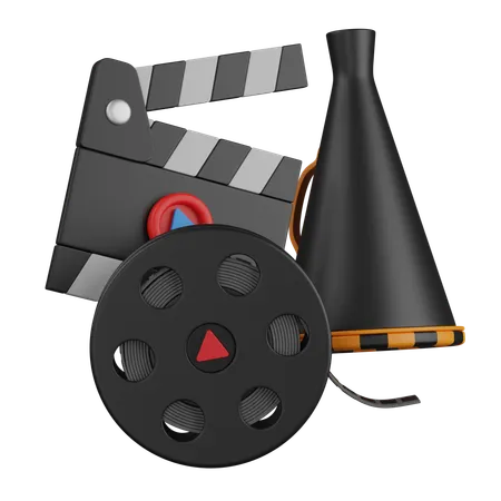 Clapper Board And Film Roll  3D Icon