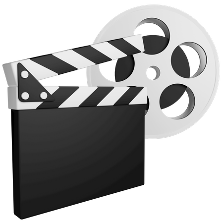 Clapper Board And Film Roll  3D Icon