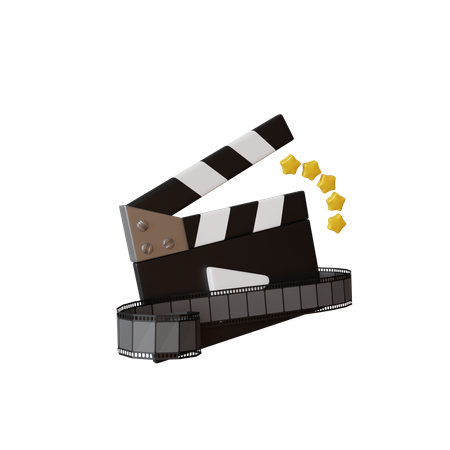 Clapper Board And Film Strip  3D Illustration