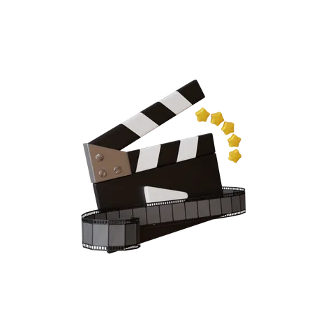 Clapper Board And Film Strip  3D Illustration