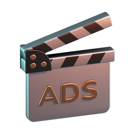 Anúncios em vídeo claquete  3D Icon