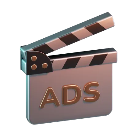 Anúncios em vídeo claquete  3D Icon