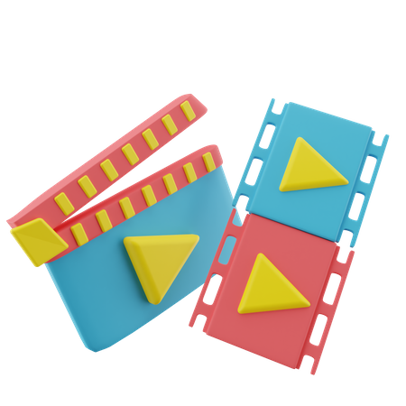 Clapperboard and Movie Roll 3D Icon