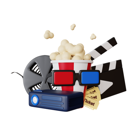 Clapperboard With Film Strip  3D Illustration