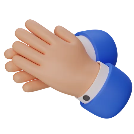 Clapping Hands In A Blue Jacket With A White Cuffs 3D Illustration