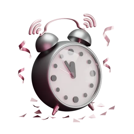 3 D Rendering Of Classic Alarm Clock Showing Almost Midnight Time 3D Illustration