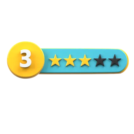 Avaliação de 3 estrelas  3D Icon