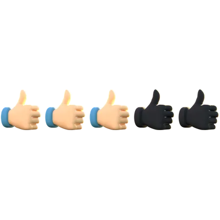 Avaliação de 3 polegares  3D Emoji