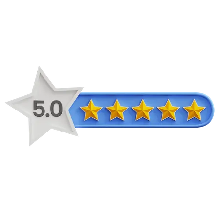 Classificação de cinco de cinco estrelas  3D Icon