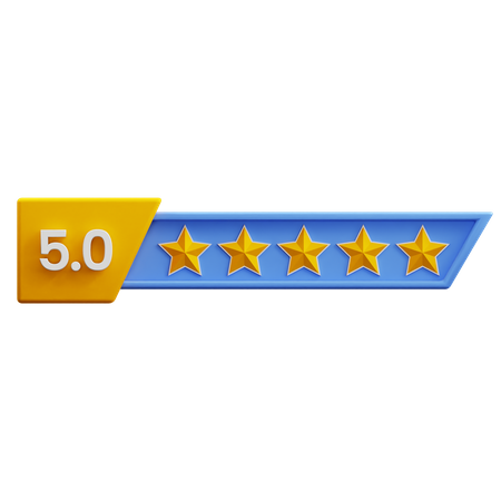 Classificação de cinco de cinco estrelas  3D Icon