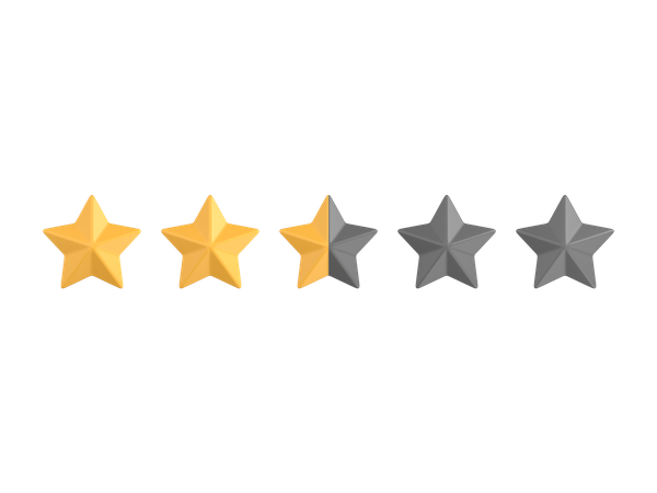 Classificação de dois vírgula cinco estrelas  3D Icon