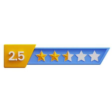 Classificação de dois vírgula cinco estrelas  3D Icon