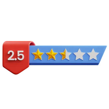 Classificação de dois vírgula cinco estrelas  3D Icon