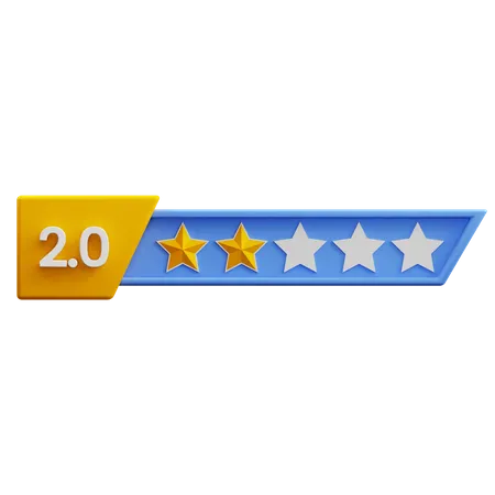 Classificação de duas de cinco estrelas  3D Icon