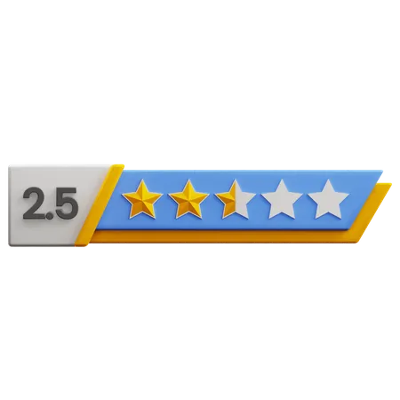 Classificação de dois vírgula cinco estrelas  3D Icon