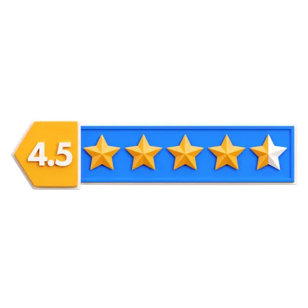 Classificação de quatro vírgula cinco estrelas  3D Icon