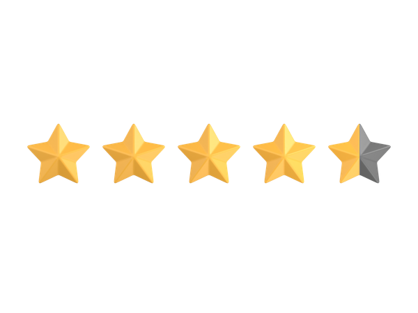 Classificação de quatro vírgula cinco estrelas  3D Icon