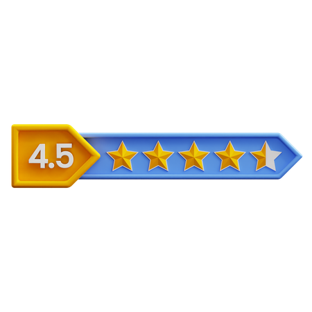 Classificação de quatro vírgula cinco estrelas  3D Icon