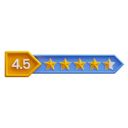 Classificação de quatro vírgula cinco estrelas  3D Icon