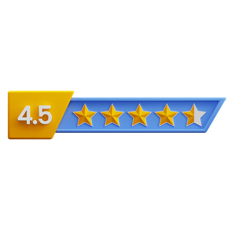 Classificação de quatro vírgula cinco estrelas  3D Icon