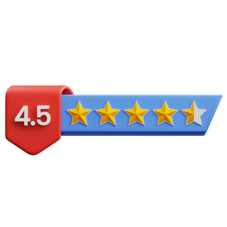 Classificação de quatro vírgula cinco estrelas  3D Icon