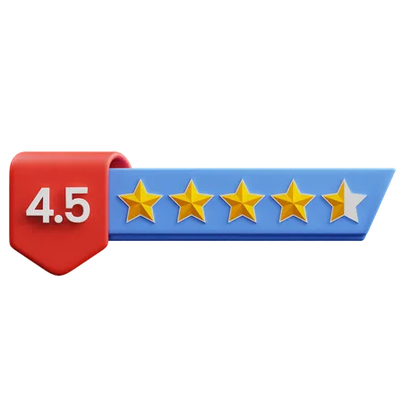 Classificação de quatro vírgula cinco estrelas  3D Icon