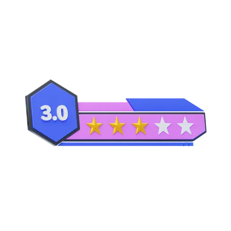 Classificação de três de cinco estrelas  3D Icon