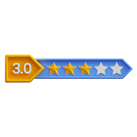 Classificação de três de cinco estrelas  3D Icon