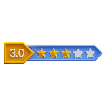 Classificação de três de cinco estrelas  3D Icon