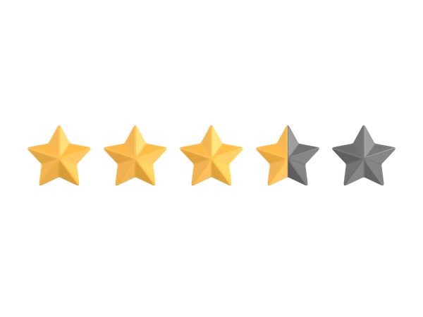 Classificação de três vírgula cinco estrelas  3D Icon