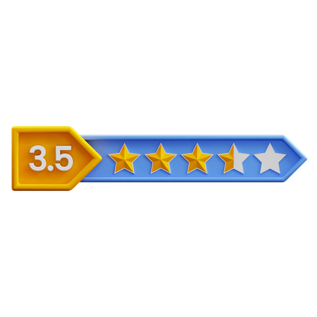 Classificação de três vírgula cinco estrelas  3D Icon