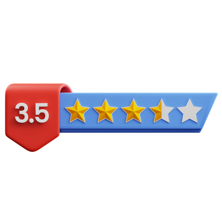 Classificação de três vírgula cinco estrelas  3D Icon